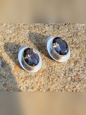 10+ CARAT NATURAL SMOKEY TOPAZ SIGNED STERLING 925 STUD EARRINGS